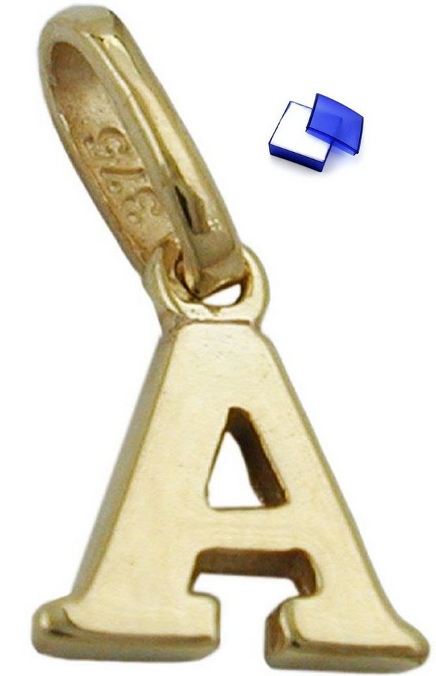 unbespielt Buchstabenanhänger Anhänger Kettenanhänger für Halskette Unisex Buchstabe A 375 Gold 9 kt 8 x 6.5 mm, Goldschmuck für Damen und Herren von unbespielt