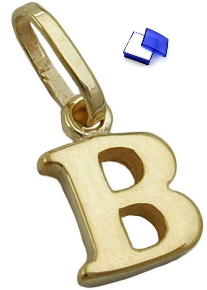unbespielt Buchstabenanhänger Schmuck Kettenanhänger Anhänger Buchstabe B aus 375 Gold 9 Karat 8 x 6 mm inklusive kl. Schmuckbox, Goldschmuck für Damen und Herren von unbespielt