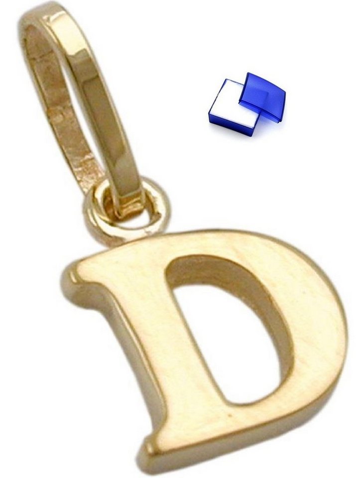 unbespielt Buchstabenanhänger Schmuck Kettenanhänger Anhänger Buchstabe D aus 375 Gold 9 Karat 8 x 6 mm, Goldschmuck für Damen von unbespielt