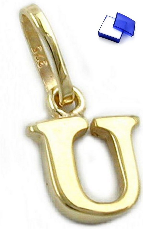 unbespielt Buchstabenanhänger Schmuck Kettenanhänger Anhänger Buchstabe U aus 375 Gold 8 x 6 mm, Goldschmuck für Damen und Herren von unbespielt