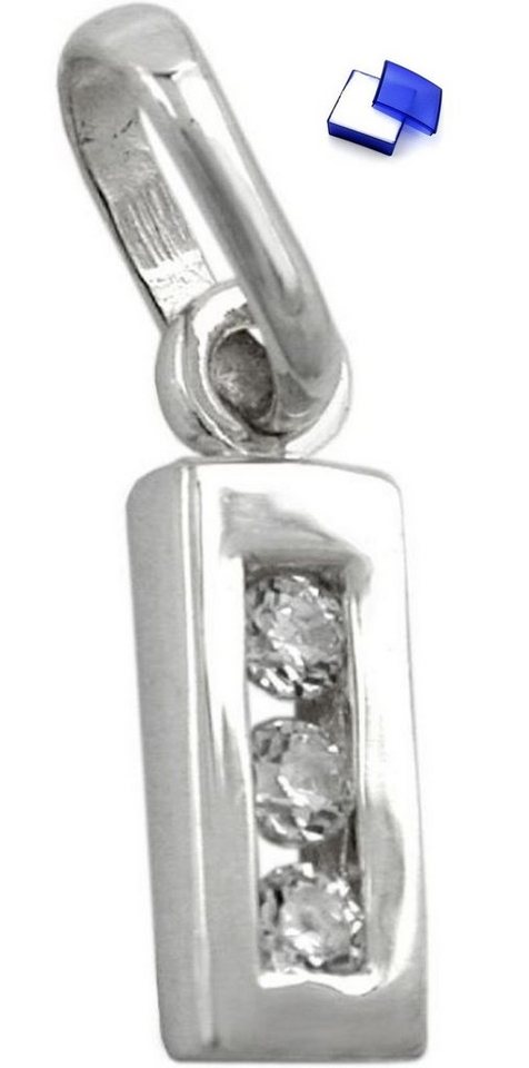 unbespielt Buchstabenanhänger Anhänger Buchstabe I glänzend mit Zirkonias 925 Silber kl. Schmuckbox, Silberschmuck für Damen und Herren von unbespielt
