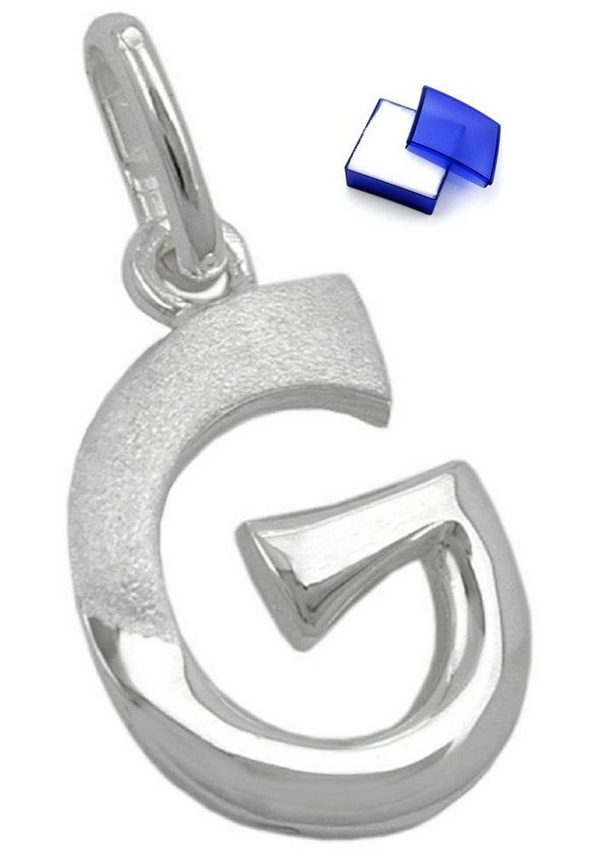 unbespielt Buchstabenanhänger Anhänger Buchstabe G teilmattiert glänzend 925 Silber kl. Schmuckbox, Silberschmuck für Damen und Herren von unbespielt