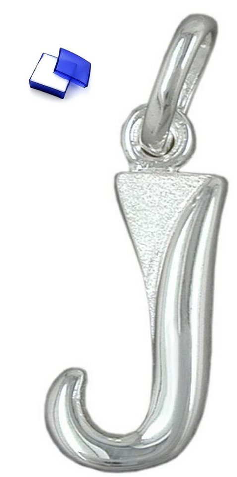 unbespielt Buchstabenanhänger Anhänger Buchstabe J teilmattiert glänzend 925 Silber kl. Schmuckbox, Silberschmuck für Damen und Herren von unbespielt