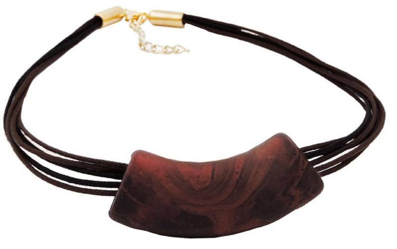 unbespielt Collier Rohr flach gebogen braun metallic marmoriert matt Kunststoff 45 cm, Modeschmuck für Damen von unbespielt