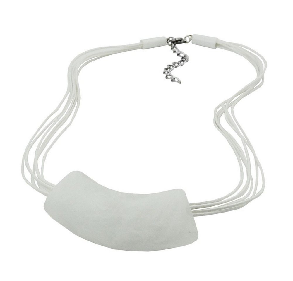 unbespielt Collier Rohr flach gebogen weiß marmoriert matt Kunststoff 45 cm, Modeschmuck für Damen von unbespielt
