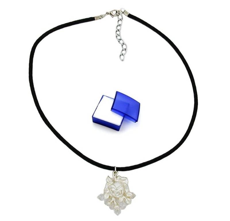 unbespielt Collier Halskette Rose auf Eis an 2 mm Kordel schwarz 38 cm inkl. Schmuckbox, Modeschmuck für Damen von unbespielt
