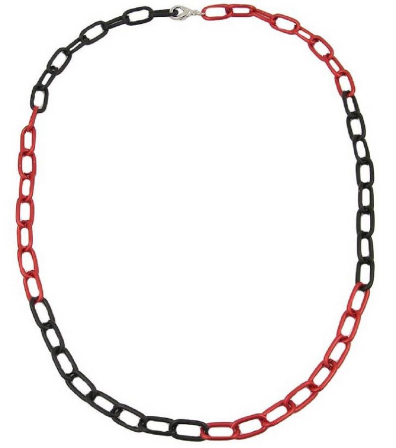 unbespielt Collier Kette Ankerkette weit 8 mm Rot-Schwarz Aluminium 60 cm, Modeschmuck für Damen von unbespielt