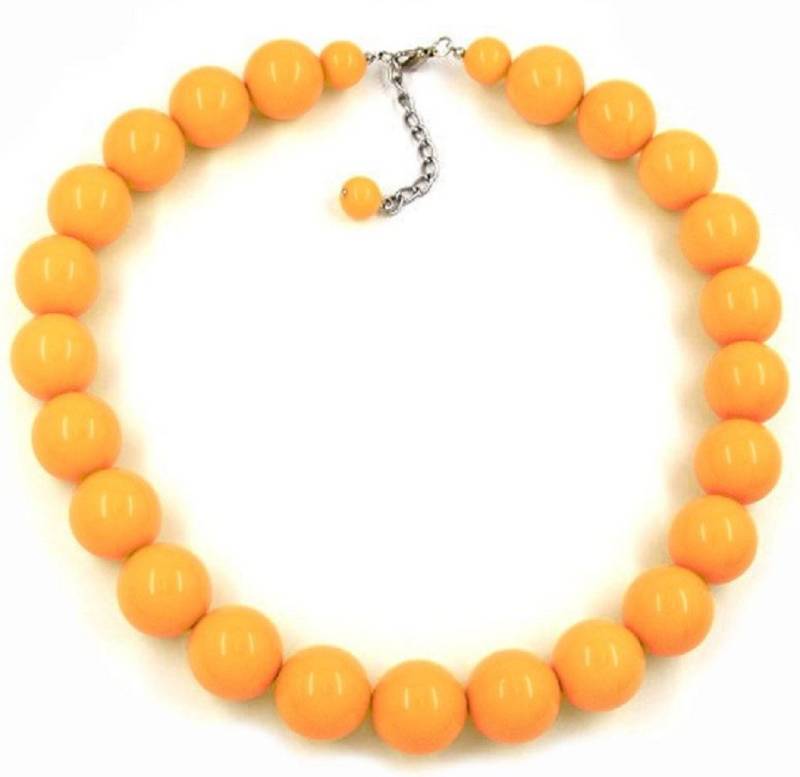 unbespielt Collier Kette Kunststoff-Perlen 20 mm gelb-glänzend Länge 50 cm, Modeschmuck für Damen von unbespielt