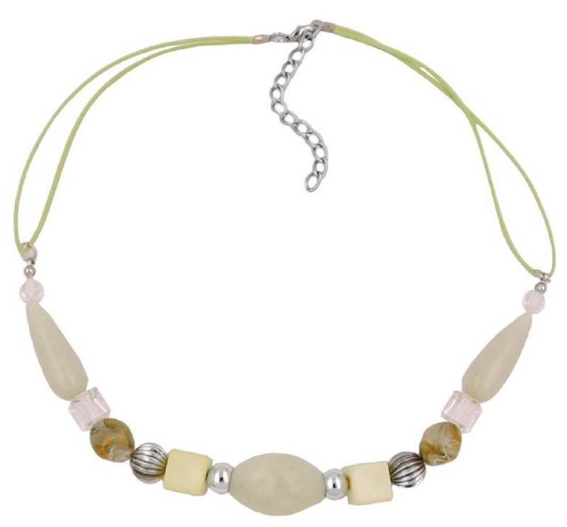 unbespielt Collier Kette Oliven-Perle 26 x 16 mm Kunststoff mintgrün Kordel 45 cm, Modeschmuck für Damen von unbespielt