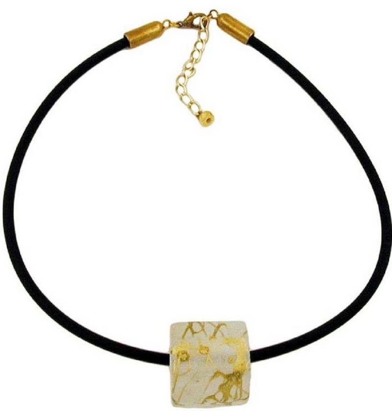 unbespielt Collier Kette mit 8-Eck Kunststoff-Walze kristall-goldfarben 42 cm, Modeschmuck für Damen von unbespielt
