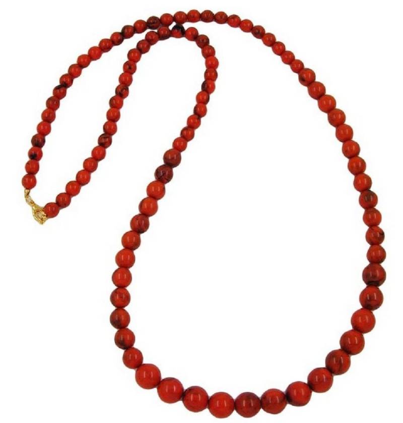 unbespielt Collier Kette mit Kunststoffperlen orange-schwarz-marmoriert 80 cm, Modeschmuck für Damen von unbespielt