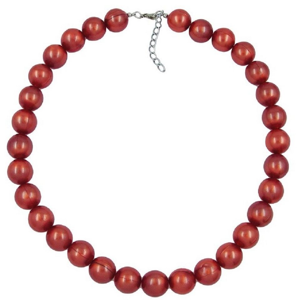 unbespielt Collier Kette mit Kunststoffperlen rostrot-seidig glänzend 50 cm, Modeschmuck für Damen von unbespielt