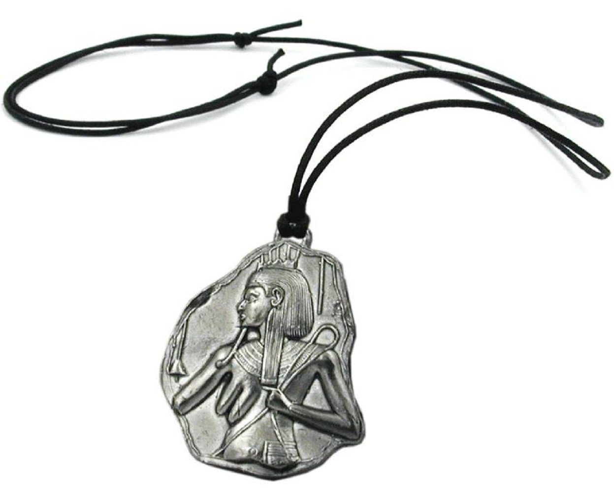 unbespielt Collier Kette mit Zinn-Anhänger Platte Ägyptisches Relief 100 cm, Modeschmuck für Damen und Herren von unbespielt