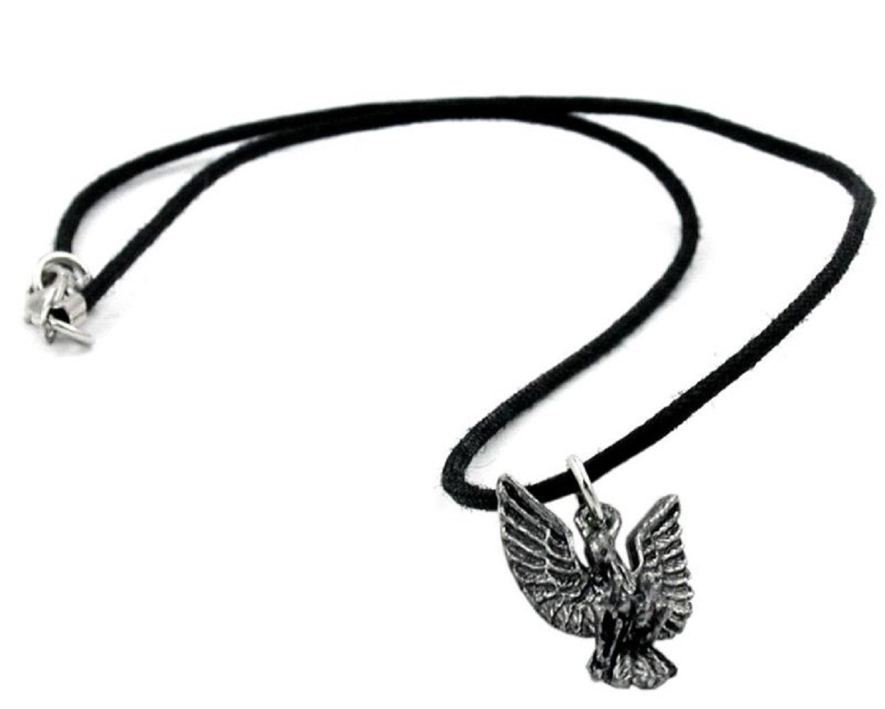 unbespielt Collier Kette mit Zinn-Anhänger kleiner Adler 45 cm Baumwollkordel, Modeschmuck für Damen und Herren von unbespielt