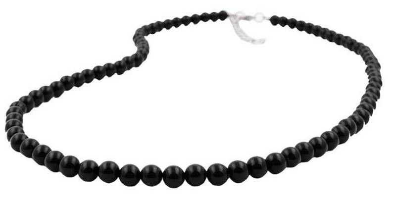 unbespielt Collier Kette mit schwarzen Kunststoffperlen glänzend 45 cm, Modeschmuck für Damen von unbespielt