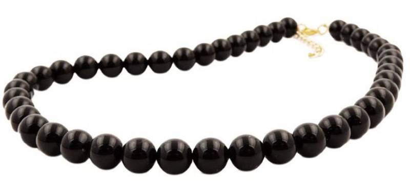 unbespielt Collier Kette mit schwarzen Kunststoffperlen glänzend 55 cm, Modeschmuck für Damen von unbespielt