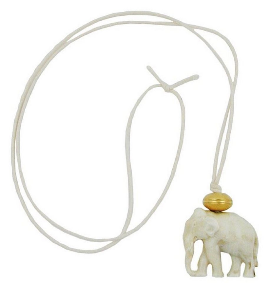 unbespielt Collier Modeschmuck Kette Elefant Weiß-Gold-Marmoriert 90 cm, Modeschmuck für Damen von unbespielt