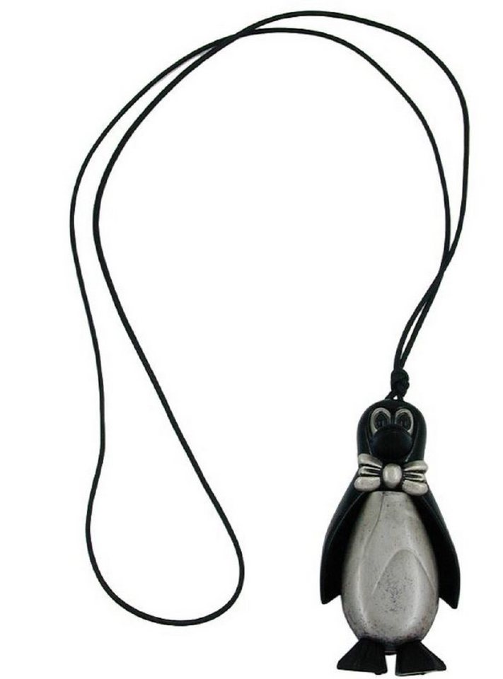 unbespielt Collier Modeschmuck Kette Pinguin schwarz-silbergrau Länge 90 cm, Modeschmuck für Damen von unbespielt