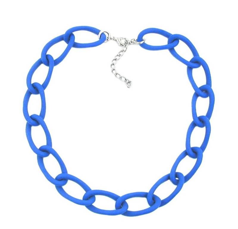 unbespielt Collier Modeschmuck Kette Weitpanzer Kunststoff jeansblau matt 45 cm, Modeschmuck für Damen von unbespielt