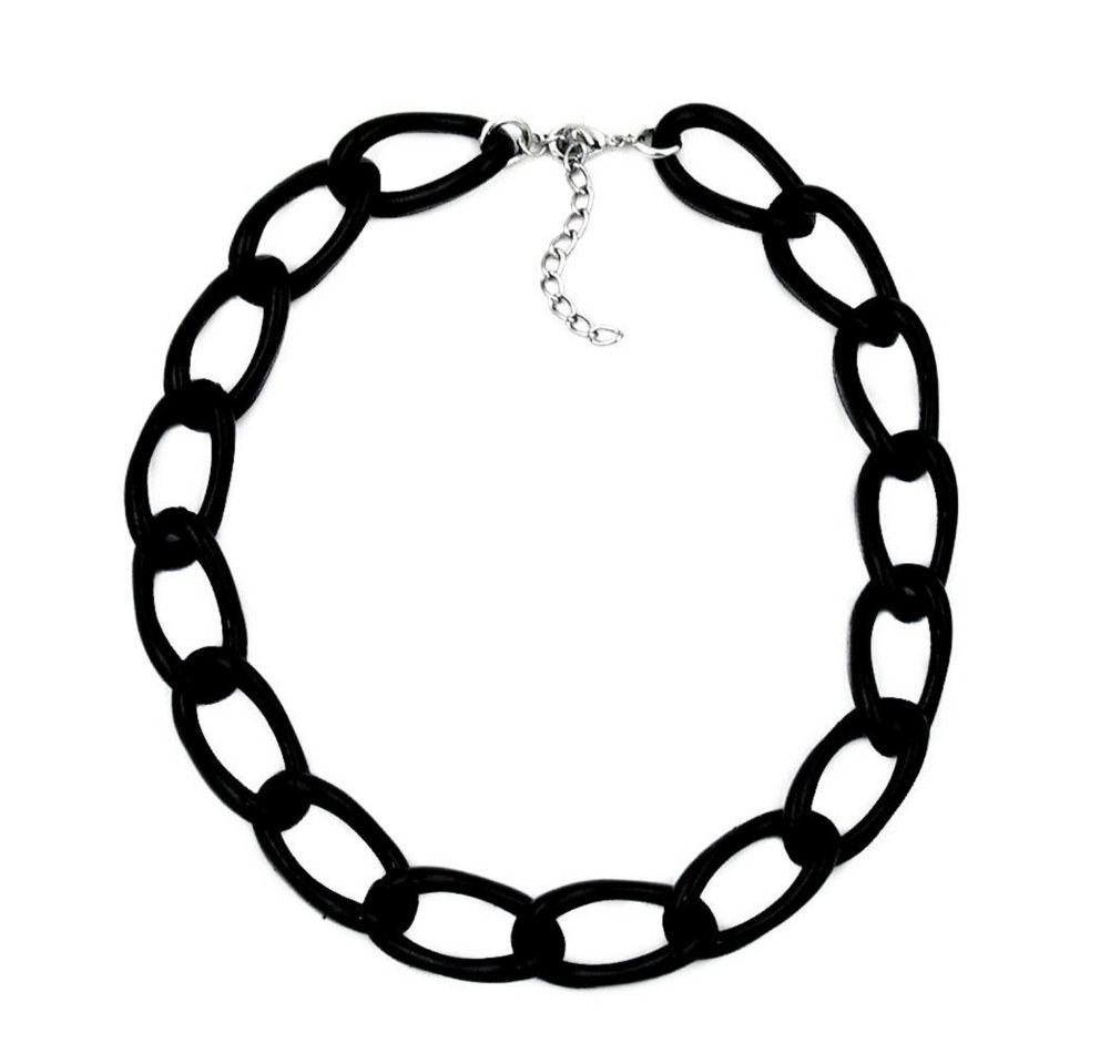 unbespielt Collier Modeschmuck Weitpanzer Kunststoff schwarz glänzend 45 cm, Modeschmuck für Damen von unbespielt