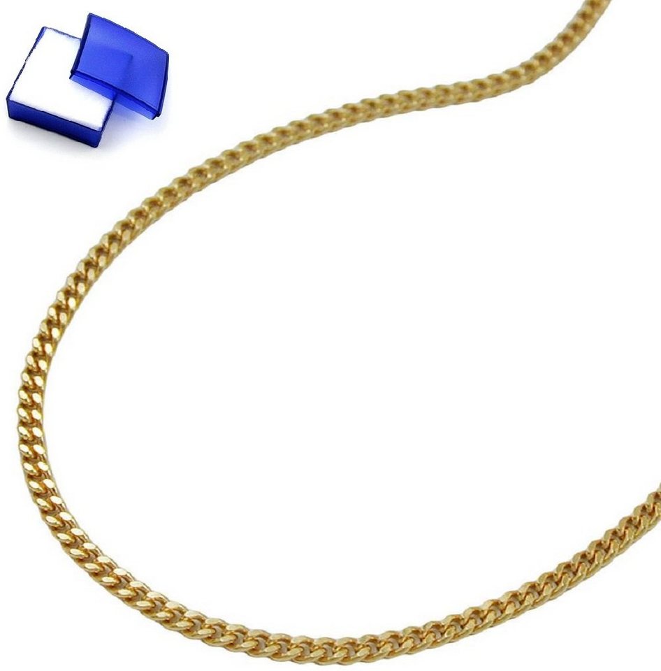 unbespielt Goldkette Dünne Halskette Kette 1 mm Panzerkette 9 Karat Gold 45 cm inklusive Schmuckbox, Goldschmuck für Damen und Herren von unbespielt