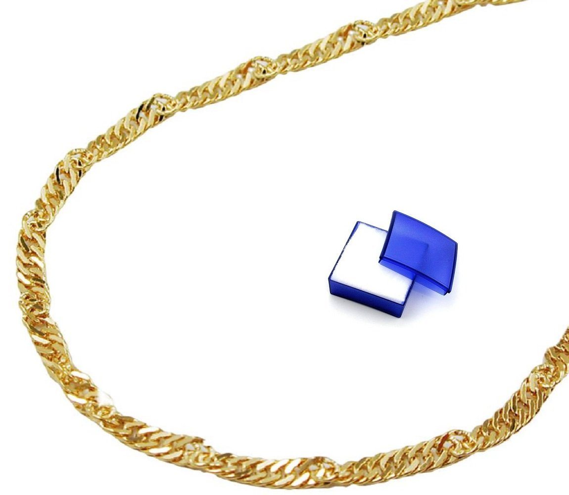 unbespielt Goldkette Kette Halskette 1,3 mm Singapurkette 14 Karat Gold 42 cm inklusive Schmuckbox, Goldschmuck für Damen und Herren von unbespielt