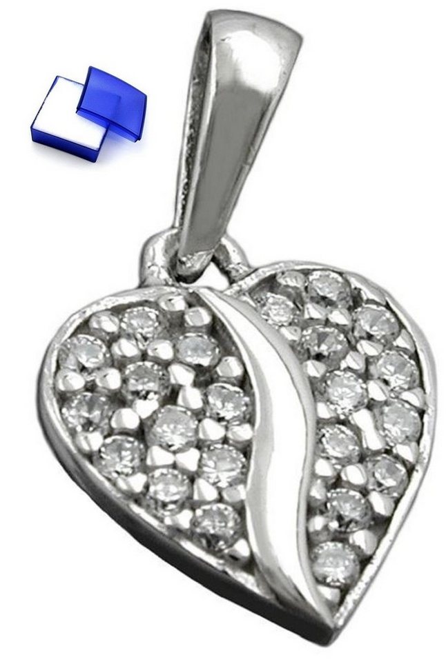 unbespielt Herzanhänger Anhänger Herz mit Zirkonias rhodiniert 925 Silber inkl. Schmuckbox, Silberschmuck für Damen von unbespielt