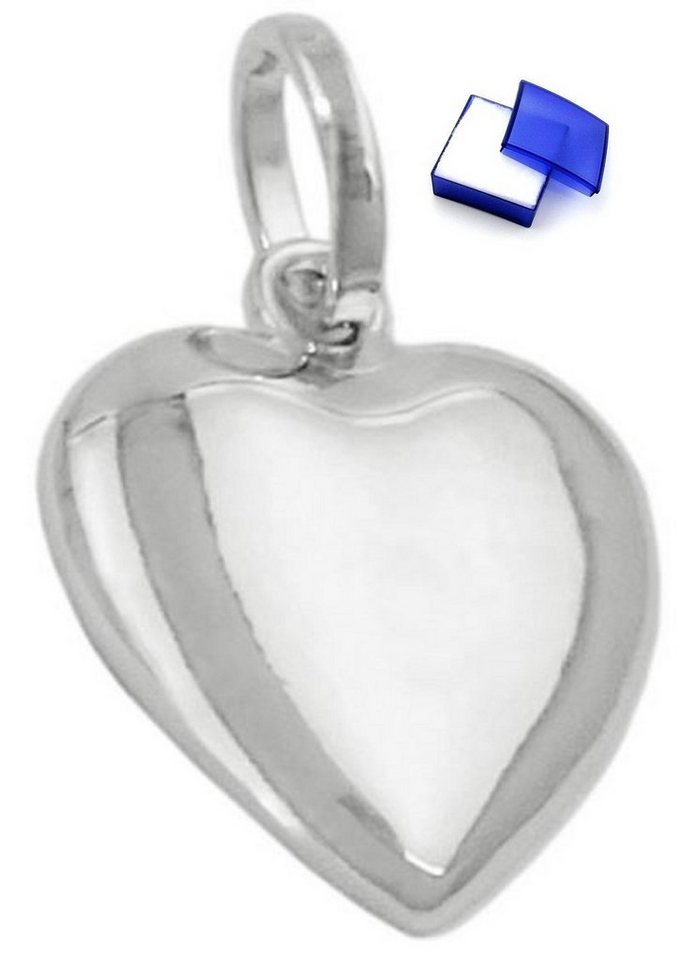 unbespielt Herzanhänger Anhänger Herz rhodiniert 925 Silber 10 mm inkl. kleiner Schmuckbox, Silberschmuck für Damen von unbespielt