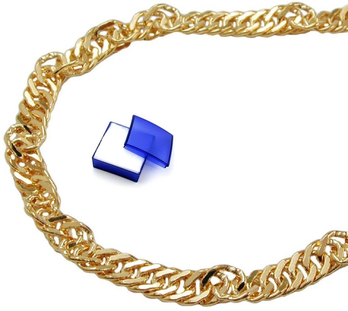unbespielt Kette ohne Anhänger Halskette Singapurkette Kette 2,3 mm diamantiert vergoldet AMD 55 cm inklusive Schmuckbox, Modeschmuck für Damen und Herren von unbespielt
