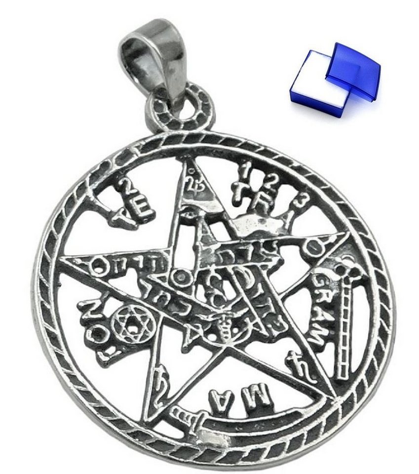 unbespielt Kettenanhänger Anhänger 21 mm Pentagramm Amulett antik geschwärzt 925 Silber inkl. kl. Schmuckbox, Silberschmuck für Damen und Herren von unbespielt