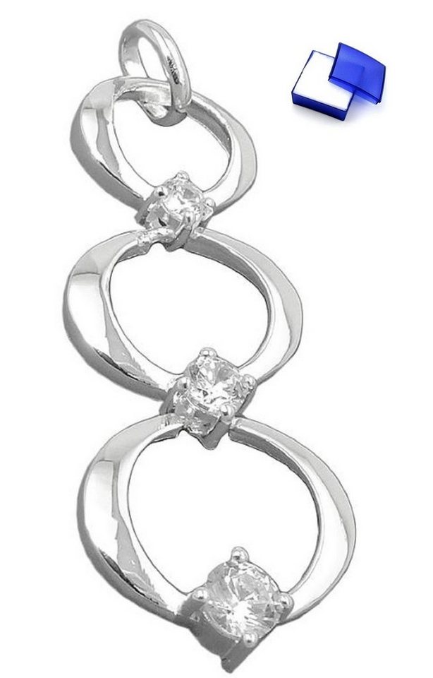 unbespielt Kettenanhänger Anhänger Ringe mit Zirkonias 925 Silber 32 x 13 mm kl. Schmuckbox, Silberschmuck für Damen von unbespielt