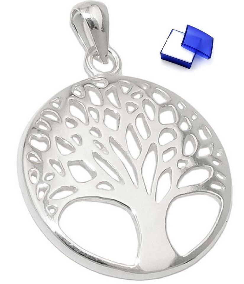 unbespielt Kettenanhänger Anhänger Baum des Lebens glänzend 925 Silber 20 mm inkl. kleiner Schmuckbox, Silberschmuck für Damen von unbespielt