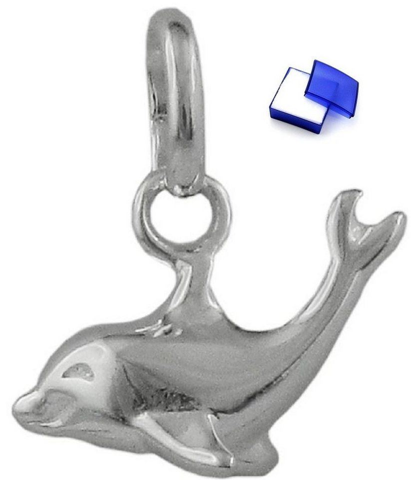 unbespielt Kettenanhänger Anhänger Delfin glänzend 925 Silber 12 x 7 mm inklusive Schmuckbox, Silberschmuck für Damen und Herren von unbespielt