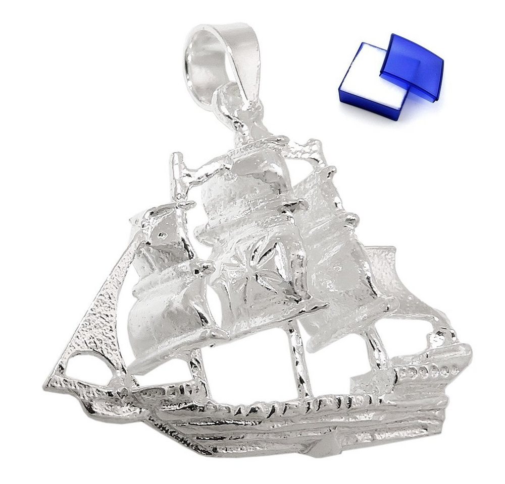 unbespielt Kettenanhänger Anhänger Großes Segelschiff 925 Silber 24 x 21 x 5 mm inkl. kl. Schmuckbox, Silberschmuck für Damen und Herren von unbespielt