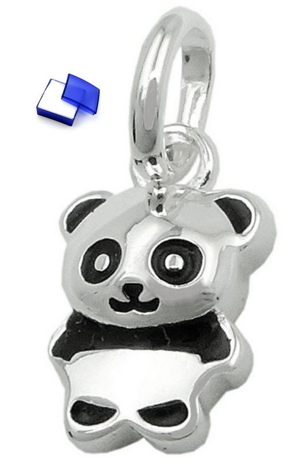 unbespielt Kettenanhänger Anhänger Kleiner Pandabär glänzend schwarz lackiert 925 Silber 9 x 7mm, Silberschmuck für Kinder von unbespielt
