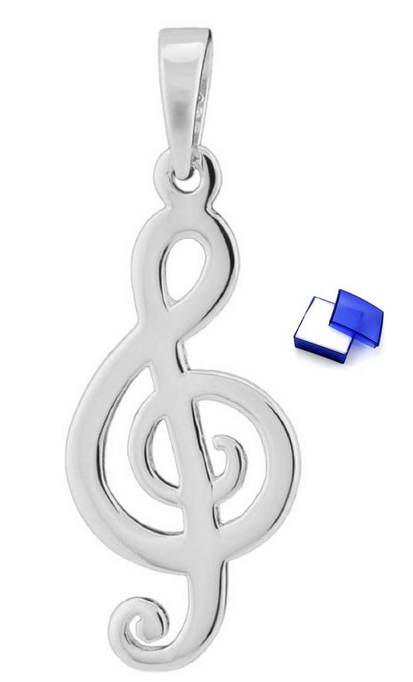 unbespielt Kettenanhänger Anhänger Violinschlüssel glänzend 925 Silber 24 x 12 mm mit Schmuckbox, Silberschmuck für Damen von unbespielt