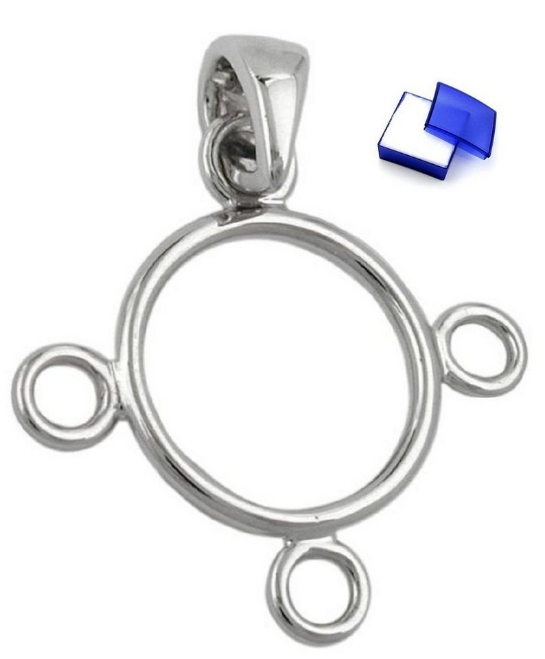 unbespielt Kettenanhänger Charm Anhänger Ring für Einhänger glänzend rhodiniert 925 Silber 21 mm, Silberschmuck für Damen und Herren von unbespielt