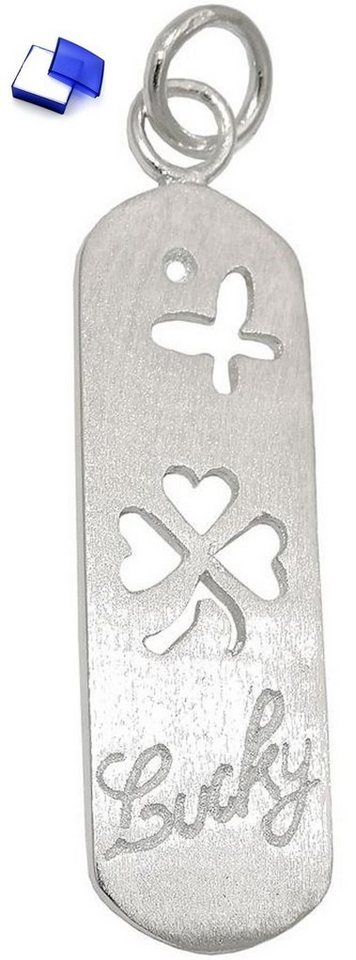 unbespielt Kettenanhänger Anhänger Platte mit Kleeblatt Schmetterling Lucky 925 Silber 36 x 10mm, Silberschmuck für Damen und Herren von unbespielt