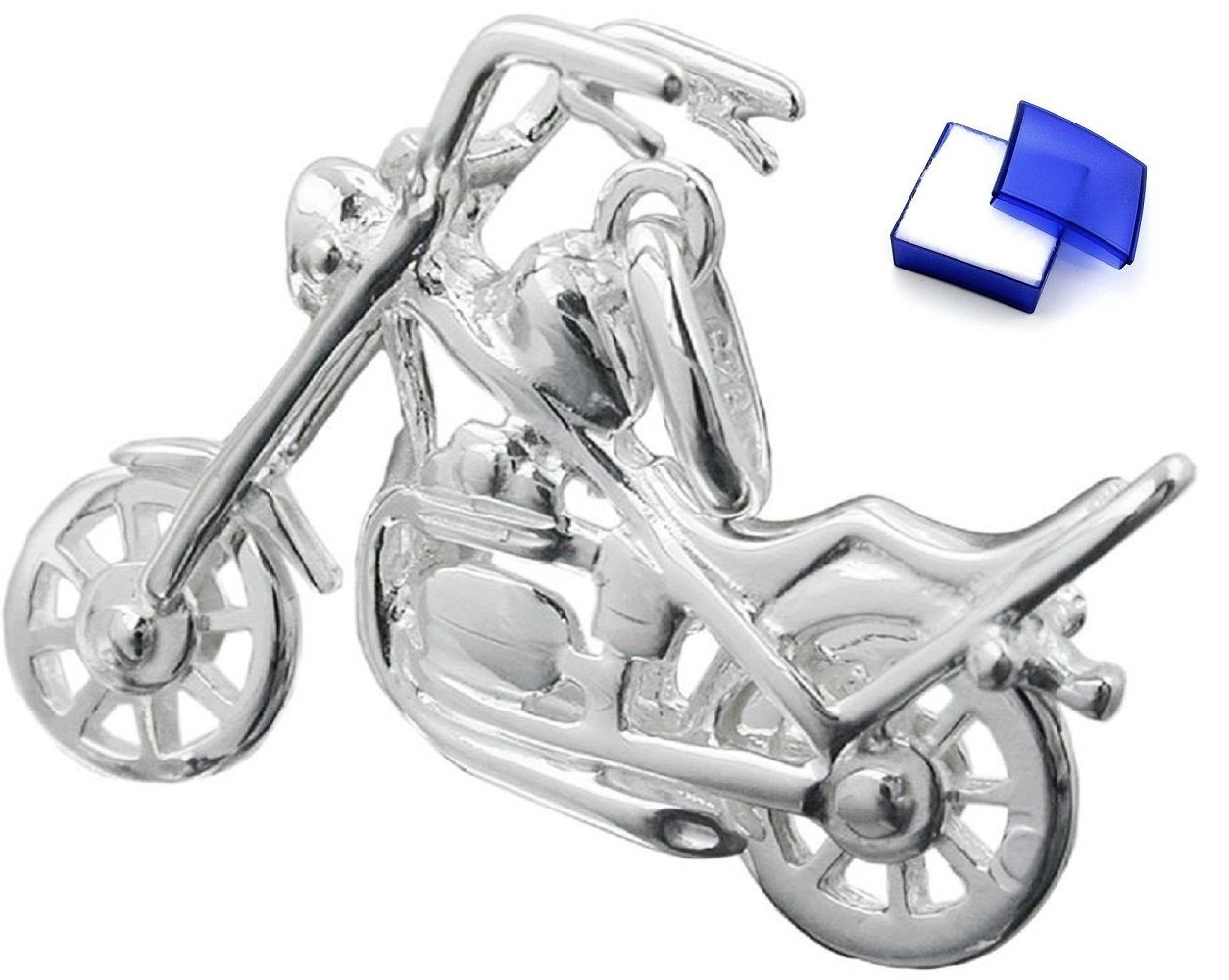 unbespielt Kettenanhänger Kettenanhänger 25 x 18 mm Shopper Motorrad 925 Silber inklusive Schmuckbox, Silberschmuck für Damen und Herren von unbespielt