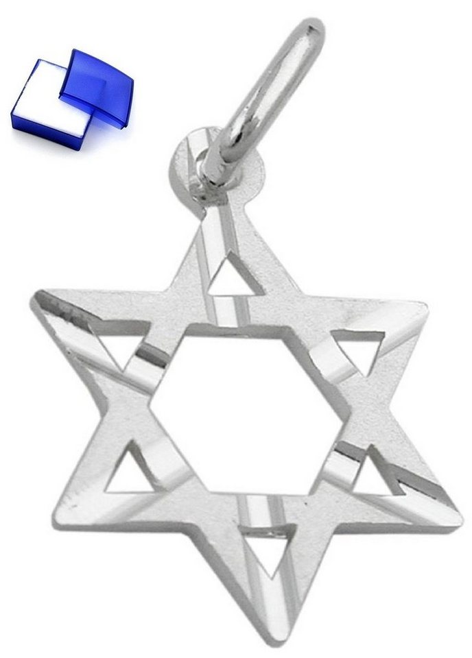 unbespielt Kettenanhänger Anhänger David-Stern matt 18 x 13 mm 925 Silber inkl. Schmuckbox, Silberschmuck für Damen und Herren von unbespielt