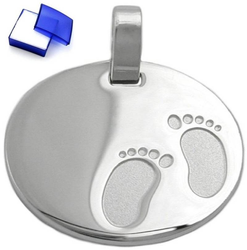 unbespielt Kettenanhänger Anhänger Gravuranhänger zur Geburt glänzend-matt 925 Silber 21 x 17 mm, Silberschmuck für Damen und Herren von unbespielt