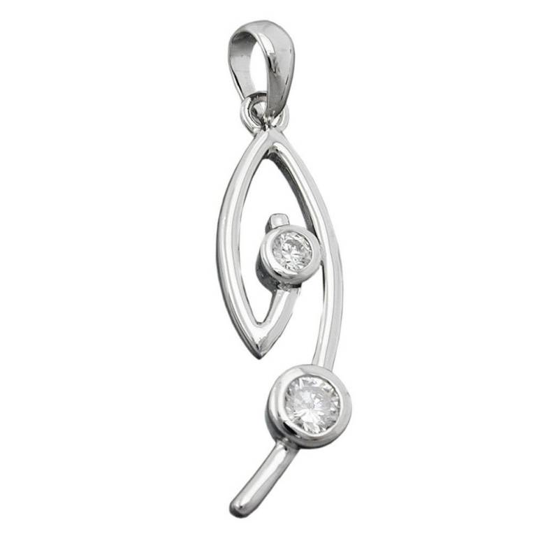 unbespielt Kettenanhänger Anhänger Zirkonias weiß 925 Silber 28 x 6 mm kl. Schmuckbox, Silberschmuck für Damen von unbespielt