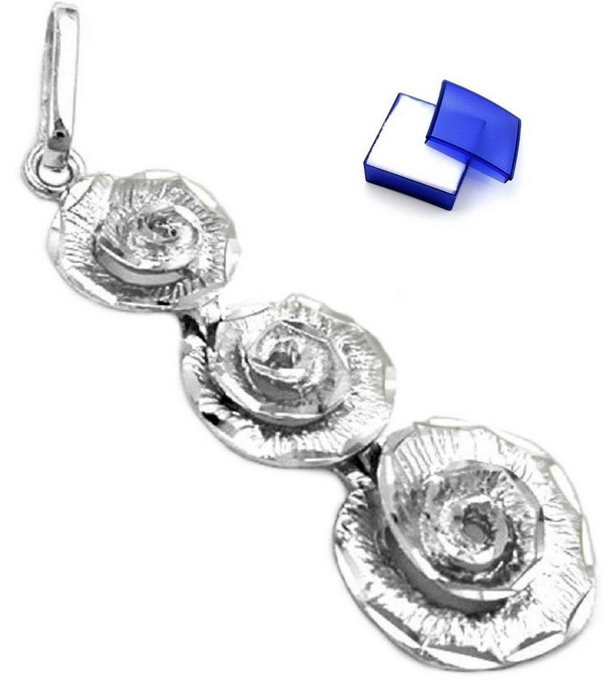 unbespielt Kettenanhänger Anhänger Blumen glänzend rhodiniert 925 Silber inkl. Schmuckbox, Silberschmuck für Damen von unbespielt