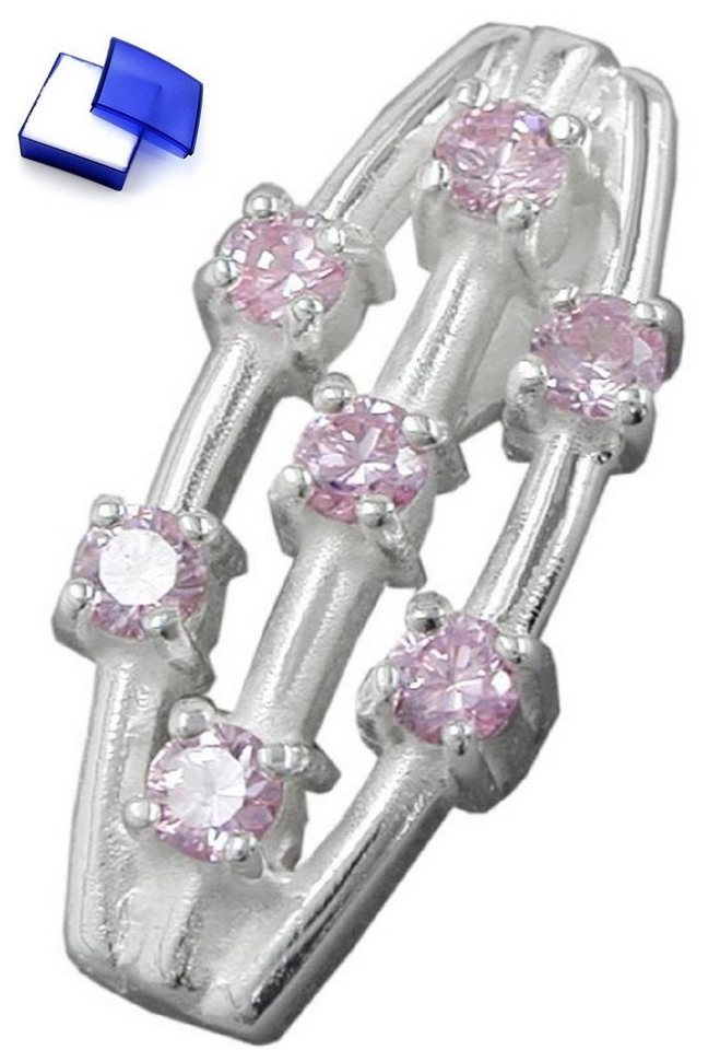 unbespielt Kettenanhänger Anhänger mit pinkfarbenen Zirkonias 925 Silber 21 x 9 mm Schmuckbox, Silberschmuck für Damen von unbespielt