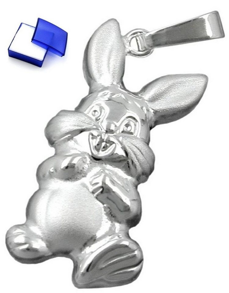 unbespielt Kettenanhänger Kettenanhänger Anhänger Hase 925 Silber 20 x 10 mm inkl. kleiner Schmuckbox, Silberschmuck für Kinder von unbespielt