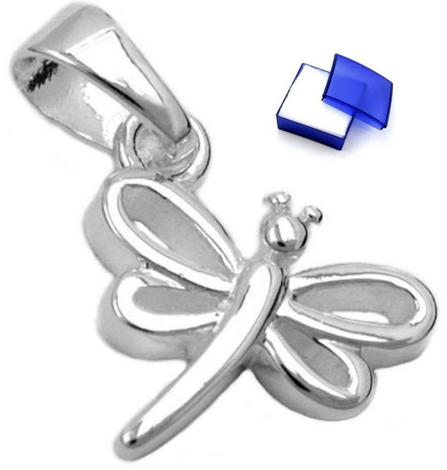 unbespielt Kettenanhänger Anhänger Libelle glänzend 925 Silber 11 x 12 mm kleine Schmuckbox, Silberschmuck für Damen von unbespielt