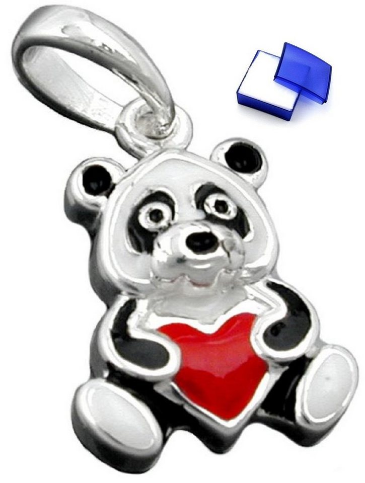 unbespielt Kettenanhänger Kettenanhänger Anhänger Panda Bär farbig lackiert 925 Silber 13 x 9 mm inklusive Schmuckbox, Silberschmuck für Kinder von unbespielt