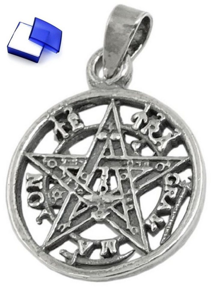 unbespielt Kettenanhänger Kettenanhänger Anhänger Pentagramm Amulett geschwärzt 925 Silber 15 mm inkl. kleiner Schmuckbox, Silberschmuck für Damen und Herren von unbespielt