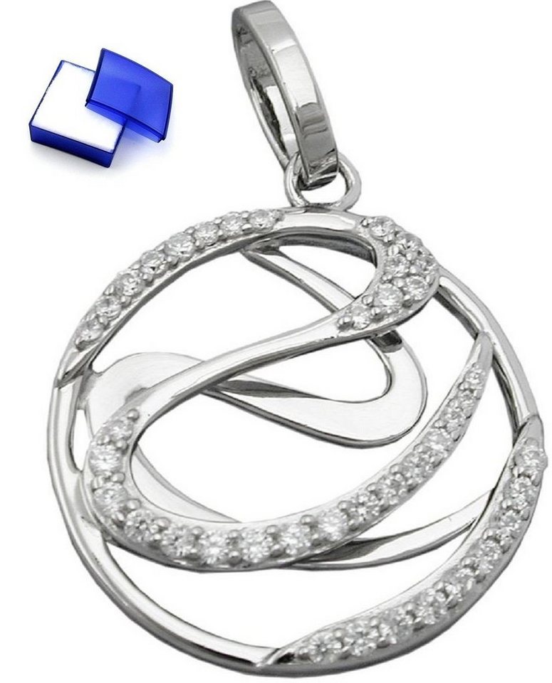 unbespielt Kettenanhänger Kettenanhänger Anhänger mit Zirkonias glänzend rhodiniert 925 Silber 23 mm inklusive Schmuckbox, Silberschmuck für Damen von unbespielt