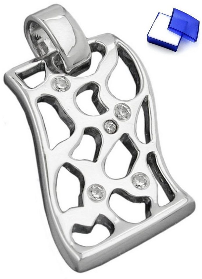 unbespielt Kettenanhänger Anhänger Zirkonias glänzend 925 Silber 24 x 15 mm inkl. Schmuckbox, Silberschmuck für Damen von unbespielt